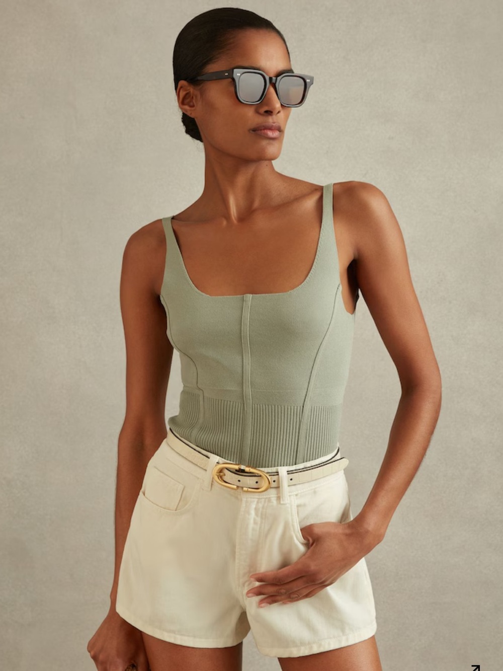 ❤️ Verity Ribbed Seam Detail Vest in Sage XS